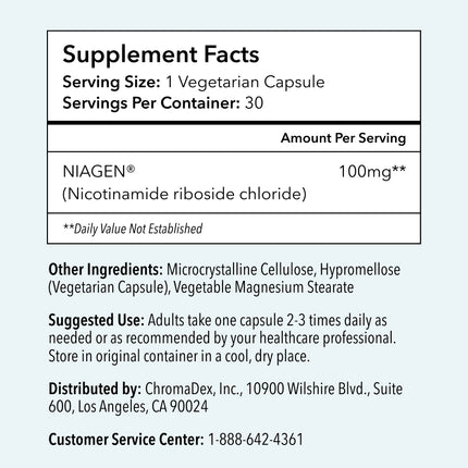 Tru Niagen Age Better 100mg 30 Capsules, Support Heart, Brain, Muscle, Immune