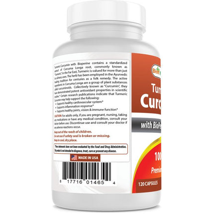 Best Naturals Turmeric Curcumin 1000 mg Bioperine 5 mg 120 Capsule