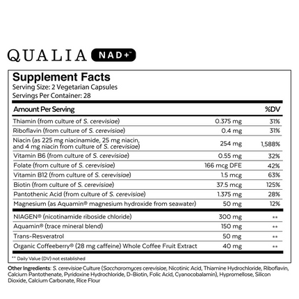 QUALIA NAD+ Dietary Supplement 42 Capsules | Optimized Aging