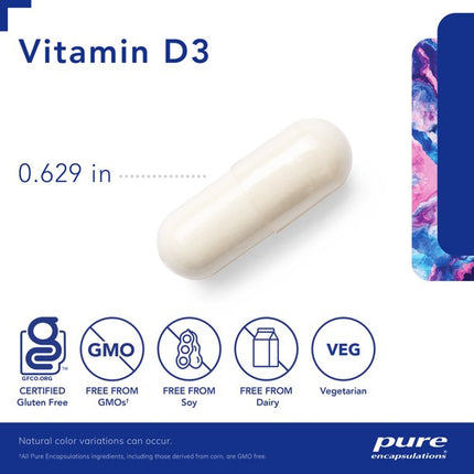 Pure Encapsulations Vitamin D3 | Bone, Joint, Breast Health | 250 Capsules