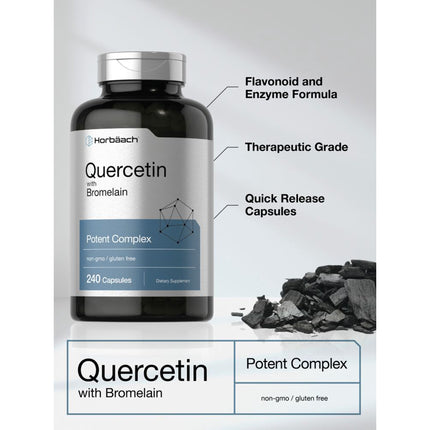 Quercetin Bromelain Supplement | 240 Capsules | by Horbaach